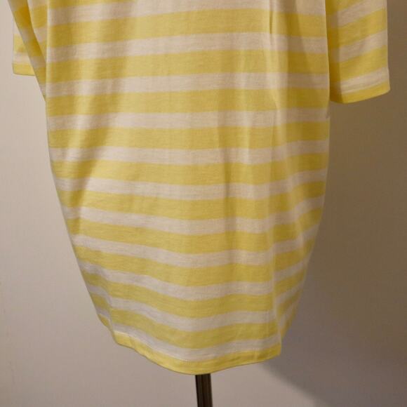 Talbots NWT XL Pima Cotton Tee Yellow White Stripe Scallop Neck Soft Top - Picture 8 of 10